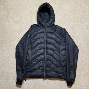 Marmot Down Jacket Mens Large Black Hooded Puffer Polartec Insulated CC-580